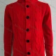 Wholesale Men's Casual Stand Collar Button Down Cable Knit Plain Jackets Red Clothing Wholesale Market Liuhua