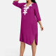 Women's Plus Size Elegant V Neck 3/4 Sleeve Embroidery Knee Length Dress 6# Clothing Wholesale Market -LIUHUA