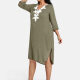 Women's Plus Size Elegant V Neck 3/4 Sleeve Embroidery Knee Length Dress 7# Clothing Wholesale Market -LIUHUA