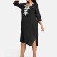 Women's Plus Size Elegant V Neck 3/4 Sleeve Embroidery Knee Length Dress 8# Clothing Wholesale Market -LIUHUA
