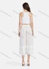 Wholesale Women's Casual Plain Eyelet Embroidered Lace Tiered Cropped Pants 56111# - Liuhuamall