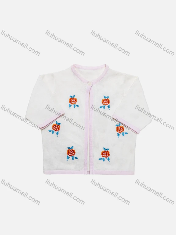 Wholesale Baby's Cute Embroidery Floral Long Sleeve One Button Sweater Cardigan