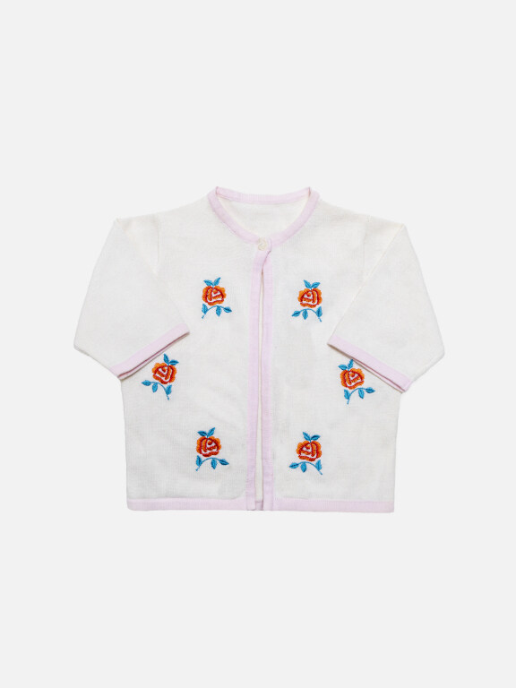 Baby's Cute Embroidery Floral Long Sleeve One Button Sweater Cardigan, Clothing Wholesale Market -LIUHUA, KIDS-BABIES, Infant-Toddlers-Clothing