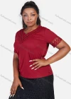 Wholesale Women's Plus Size Notch Neck Appliques Pearl Pearl Decor Plain Blouse - Liuhuamall