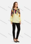 Wholesale Woman's Casual Crew Neck Tie Front Long Sleeve Leaf Print Top - Liuhuamall