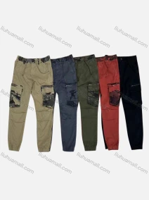 Wholesale Men's Casual Flap Pockets Drawstring Plain Splicing Camouflage Pleated Cargo Pant AK7378#, LIUHUA CLOTHING WHOLESALE