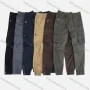 Wholesale Men's Casual Flap Pockets Drawstring Plain Pleated Zipper Hem Cargo Pant AK7383# preview