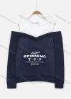 Wholesale Women's Letter Print & Pattern Cold Shoulder Long Sleeve Drawstring Hoodie - Liuhuamall