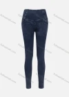 Wholesale Women's Casual Plain High Waist Button Front Patch Pocket Denim Pants - Liuhuamall