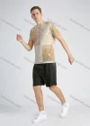 Wholesale Men's Cotton Casual Patchwork Paisley Print Short Sleeve Tee - Liuhuamall
