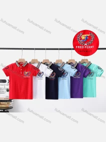 Wholesale Boy's Casual Letter Print Short Sleeve Modal Cotton Polo Shirt, LIUHUA CLOTHING WHOLESALE