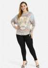 Wholesale Women's Animal Print Round Neck Long Sleeve Pullover Knit Top - Liuhuamall