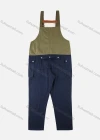 Wholesale Men's Splicing Suspenders American Colorblock Multiple Pockets Loose Fashion Cargo Denim Overalls - Liuhuamall