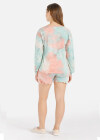 Wholesale Women's Tie Dye Long Sleeve Henley Shirt & Shorts 2 Piece Sleepwear Set - Liuhuamall