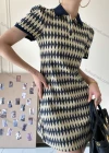 Wholesale Women's Casual Diamond Print Short Sleeve Short Dress SN375# - Liuhuamall