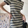 Wholesale Women's Casual Diamond Print Short Sleeve Short Dress SN375# preview