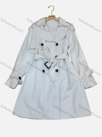Wholesale Women's Casual Long Sleeve Lapel Double Breasted Long Trench Coat With Belt, LIUHUA CLOTHING WHOLESALE