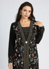 Wholesale Women's Elegant Square Neck Long Sleeve Abaya Rhinestone Embroidery Maxi Dress - Liuhuamall