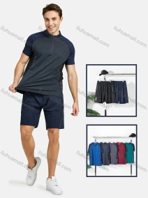 Wholesale Men's Athletic Short Sleeve Quarter Zipper Running Tops, LIUHUA CLOTHING WHOLESALE