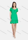 Wholesale Women's Casual Plain Puff Sleeve Lace Up Ruffle Hem Short Dress - Liuhuamall