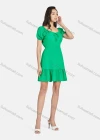 Wholesale Women's Casual Plain Puff Sleeve Lace Up Ruffle Hem Short Dress - Liuhuamall