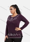 Wholesale Women's Elegant Round Neck Long Sleeve Floral Embroidery Slit Hem Knit Top - Liuhuamall