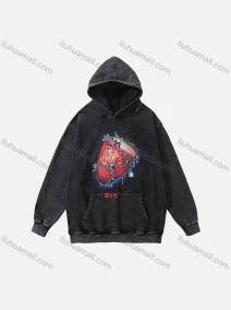 Wholesale Men's Fashion 100%Cotton Graphic Distressed Long Sleeve Hoodie Pullover Sweatshirt SML15#, LIUHUA CLOTHING WHOLESALE