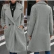 Wholesale Women's Casual Plain Lapel Pockets Double Breasted Long Sleeve Fluffy OverCoat Light Gray Clothing Wholesale Market Liuhua