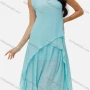Wholesale Women's Casual Sweetheart Neck Tiered Pain A-Line Knee Length Dress preview