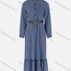 Wholesale Women's Button Front Long Sleeve Ruffle Hem Stripe Dress With Belt 22# Clothing Wholesale Market Liuhua