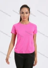 Wholesale Women's Sporty Crew Neck Short Sleeve Plain Quick-dry Breathable Curved Hem Athletic T-shirt - Liuhuamall