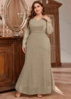 Wholesale Women's Elegant V Neck Long Sleeve Maxi Evening Dress - Liuhuamall