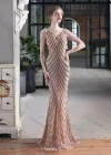 Wholesale Women's Elegant V Neck Sleeveless Sequin Mermaid Evening Dress - Liuhuamall