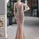 Women's Elegant V Neck Sleeveless Sequin Mermaid Evening Dress Pink Clothing Wholesale Market -LIUHUA