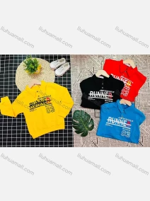 Wholesale Boy's Comfy Long Sleeve Letter Print Button Elastic Polo Shirt, LIUHUA CLOTHING WHOLESALE