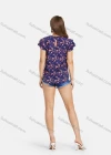 Wholesale Women's Casual Ruffle Sleeve Chested Cutout Curve Hem Floral Print Tops - Liuhuamall