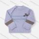 Wholesale Baby's Long Sleeve Letter Striped Button Side Pullover Sweater Lavender Clothing Wholesale Market Liuhua