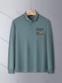 Wholesale Men's Casual Long Sleeve Button Front Embroidery Letter Pattern Polo shirts, LIUHUA CLOTHING WHOLESALE