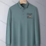 Wholesale Men's Casual Long Sleeve Button Front Embroidery Letter Pattern Polo shirts preview