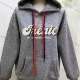 Wholesale Women's Casual Long Sleeve Letter Kangaroo Pocket Hoodie Gray Clothing Wholesale Market Liuhua