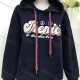 Wholesale Women's Casual Long Sleeve Letter Kangaroo Pocket Hoodie Navy Clothing Wholesale Market Liuhua
