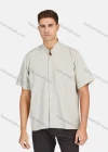 Wholesale Men's Fashion Loose Fit Mandarin Collar Short Sleeve Button Down Shirts - Liuhuamall