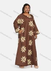 Wholesale Women's Vintage Plus Size Crew Neck Long Sleeve Geometric Print Maxi Dress - Liuhuamall
