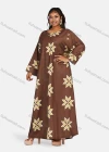 Wholesale Women's Vintage Plus Size Crew Neck Long Sleeve Geometric Print Maxi Dress - Liuhuamall