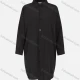 Wholesale Women's Casual Plain Long Sleeve Collared Drop Shoulder Mid Length Shirt 1326# Black Clothing Wholesale Market Liuhua