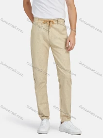 Wholesale Men's Linen Button Closure Pockets Drawstring Casual Pant 2013#, LIUHUA CLOTHING WHOLESALE