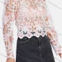 Wholesale Women's Sexy Floral Embroidery Guipure Lace Sheer Crop Long Sleeve Blouse preview