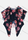 Wholesale Women's Summer Flower Print Crew Neck Asymmetrical Hem Ruffle Sleeve Top - Liuhuamall