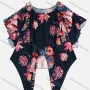Wholesale Women's Summer Flower Print Crew Neck Asymmetrical Hem Ruffle Sleeve Top preview