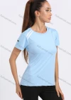 Wholesale Women's Sporty Crew Neck Short Sleeve Plain Striped Decor Quick-dry Breathable Athletic T-shirt - Liuhuamall